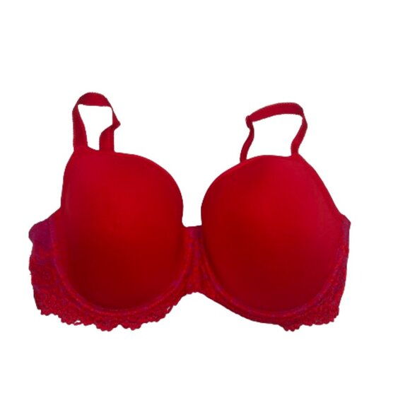 Wacoal Womens Embrace Lace T-Shirt Bra 34DD Red Pink Floral Underwire Seamless - Picture 2 of 16